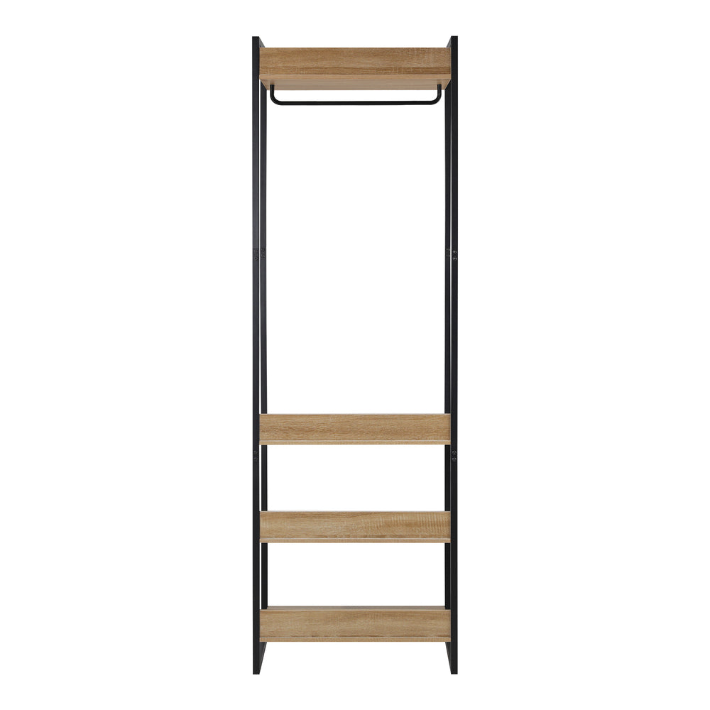 Oikiture Clothes Rack Open Wardrobe 4 shelves Hanging Rail Metal-Wardrobe-PEROZ Accessories