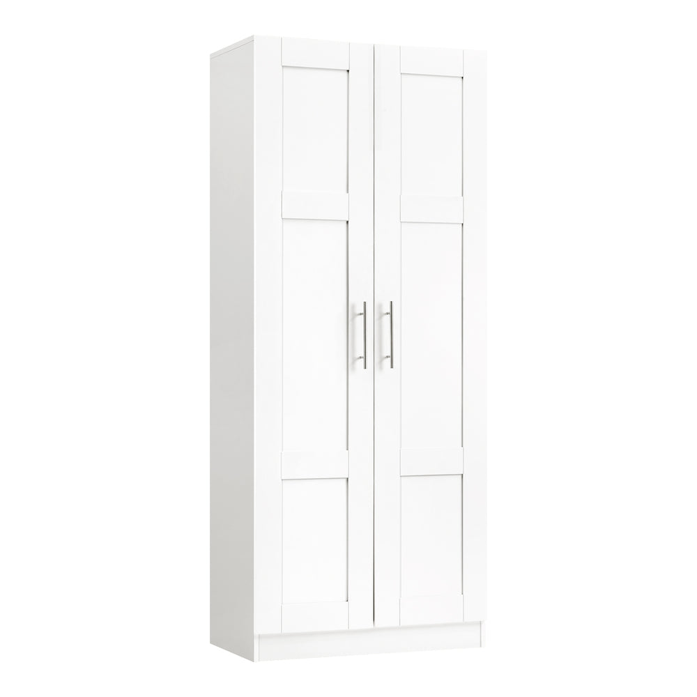 Oikiture Wardrobe Large 2 Doors 4 Shelves White-Wardrobe-PEROZ Accessories