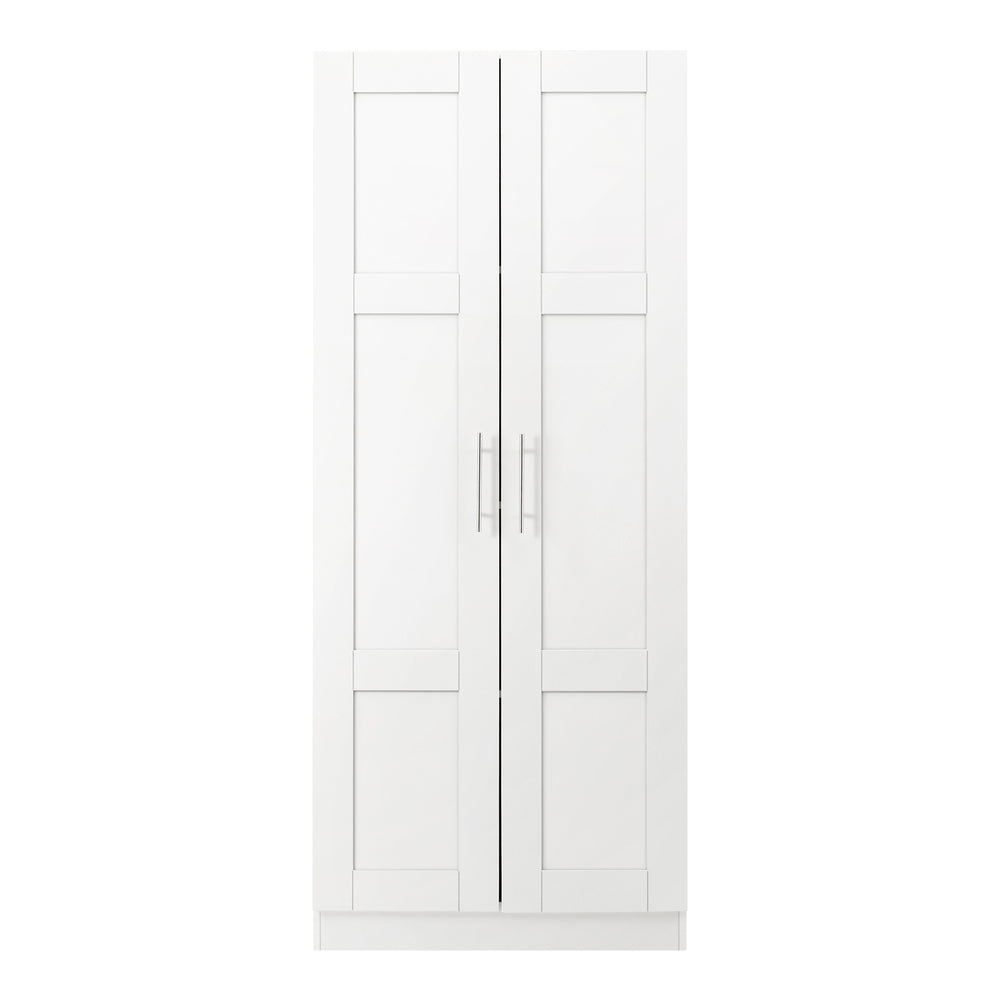 Oikiture Wardrobe Large 2 Doors 4 Shelves White-Wardrobe-PEROZ Accessories
