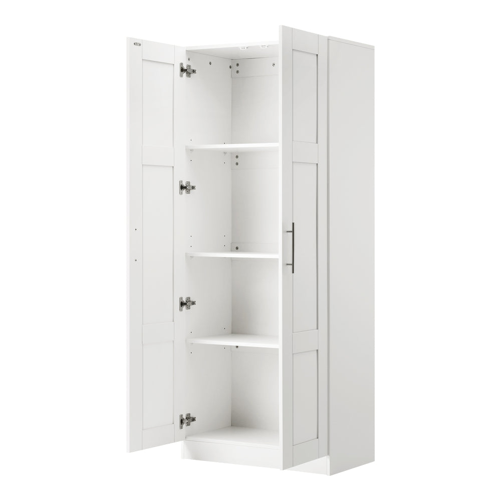 Oikiture Wardrobe Large 2 Doors 4 Shelves White-Wardrobe-PEROZ Accessories