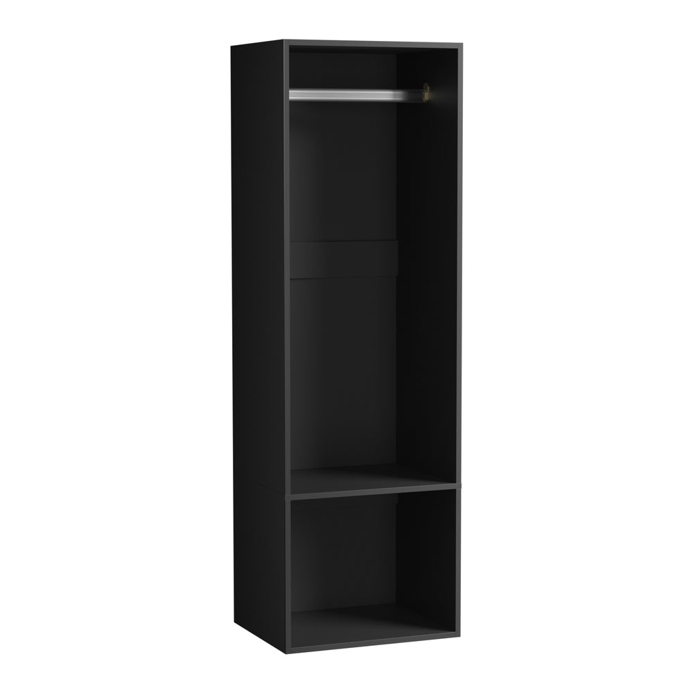 Oikiture Open Wardrobe Shelf Unit 2 Shelves Hanging Rail Black-Wardrobe-PEROZ Accessories