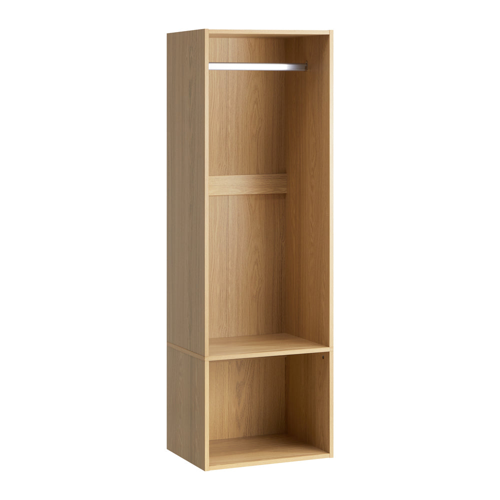 Oikiture Open Wardrobe 2 Shelves Hanging Rail Natural-Wardrobe-PEROZ Accessories