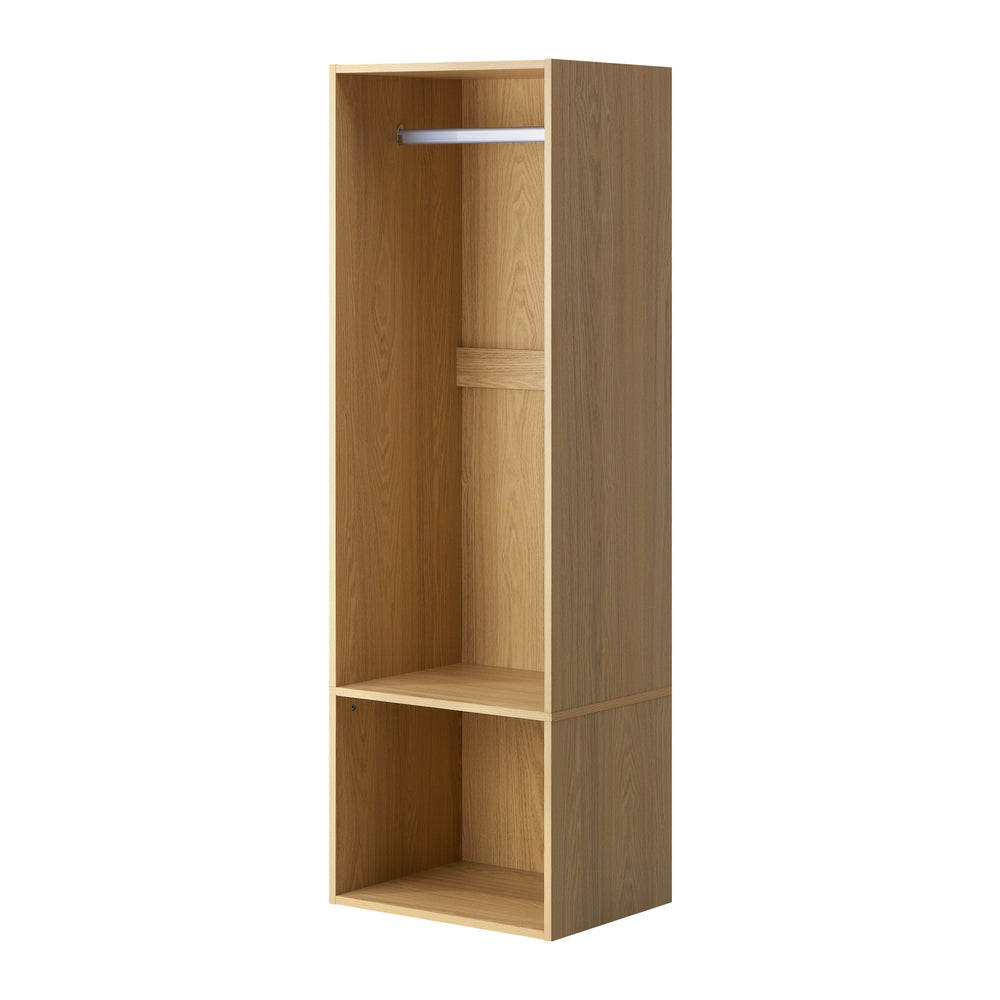 Oikiture Open Wardrobe 2 Shelves Hanging Rail Natural-Wardrobe-PEROZ Accessories