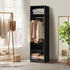 Oikiture Open Wardrobe Shelf Unit 3 Shelves Hanging Rail Black-Wardrobe-PEROZ Accessories