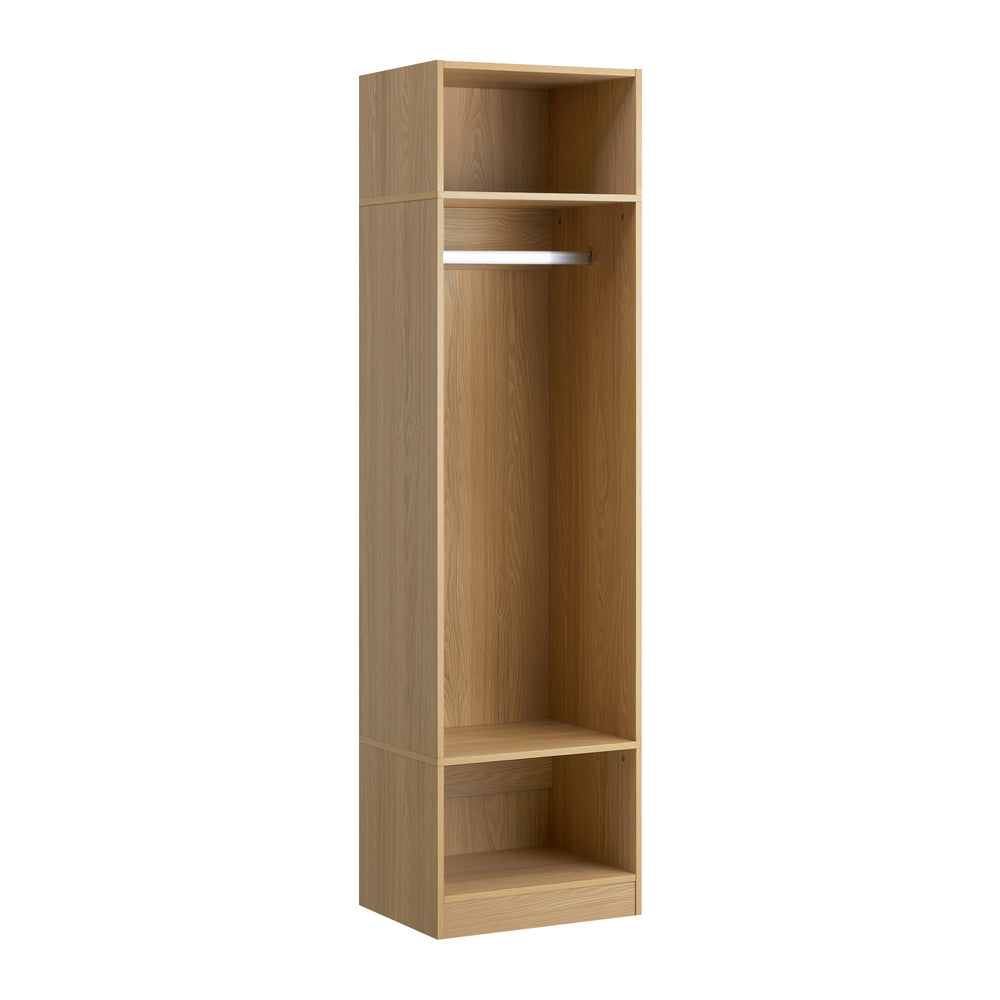 Oikiture Open Wardrobe 3 Drawers Hanging Rail Natural-Wardrobe-PEROZ Accessories