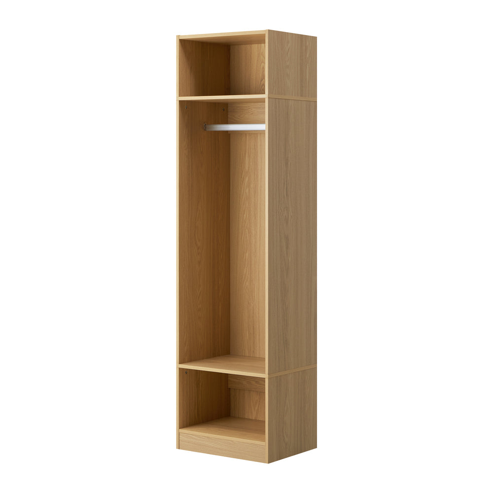 Oikiture Open Wardrobe 3 Drawers Hanging Rail Natural-Wardrobe-PEROZ Accessories