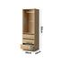 Oikiture Wardrobe 3 Drawers Hanging Rail Natural-Wardrobe-PEROZ Accessories