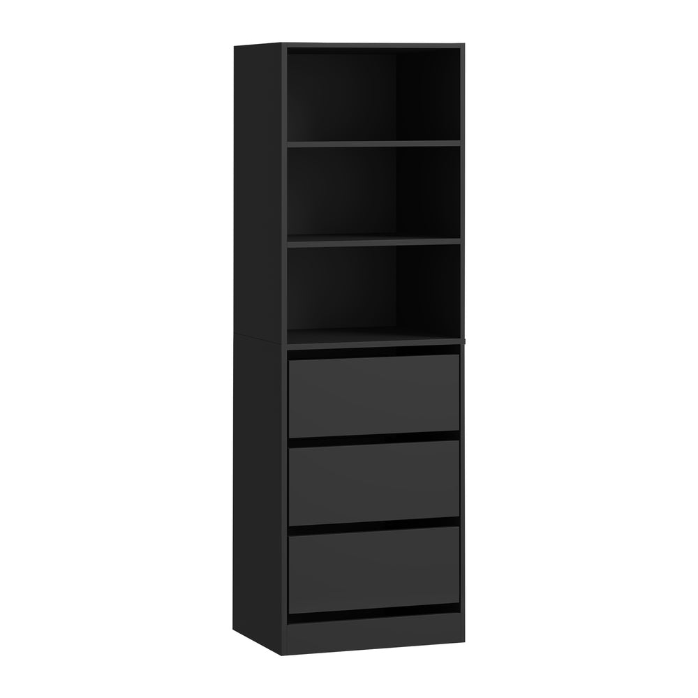 Oikiture Wardrobe Shelf Unit 3 Drawers Organizer Black-Wardrobe-PEROZ Accessories