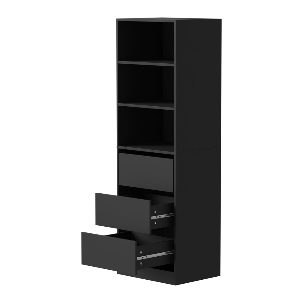 Oikiture Wardrobe Shelf Unit 3 Drawers Organizer Black-Wardrobe-PEROZ Accessories