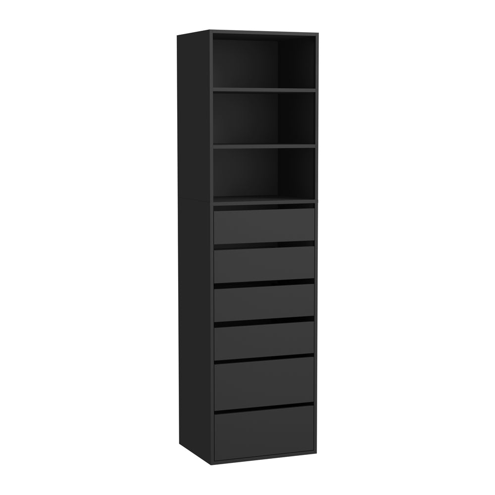 Oikiture Wardrobe Shelf Unit 3 Shelves 6 Drawers Black-Wardrobe-PEROZ Accessories