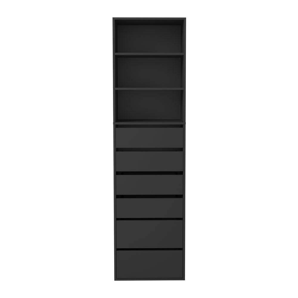 Oikiture Wardrobe Shelf Unit 3 Shelves 6 Drawers Black-Wardrobe-PEROZ Accessories
