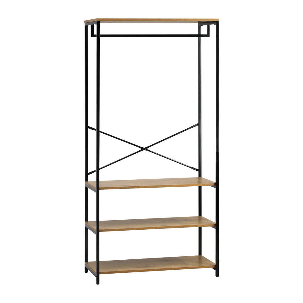Oikiture Open Wardrobe with Hanging Rail Metal 4 shelves-Wardrobe-PEROZ Accessories