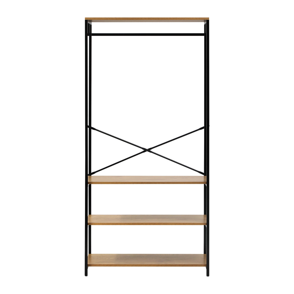 Oikiture Open Wardrobe with Hanging Rail Metal 4 shelves-Wardrobe-PEROZ Accessories