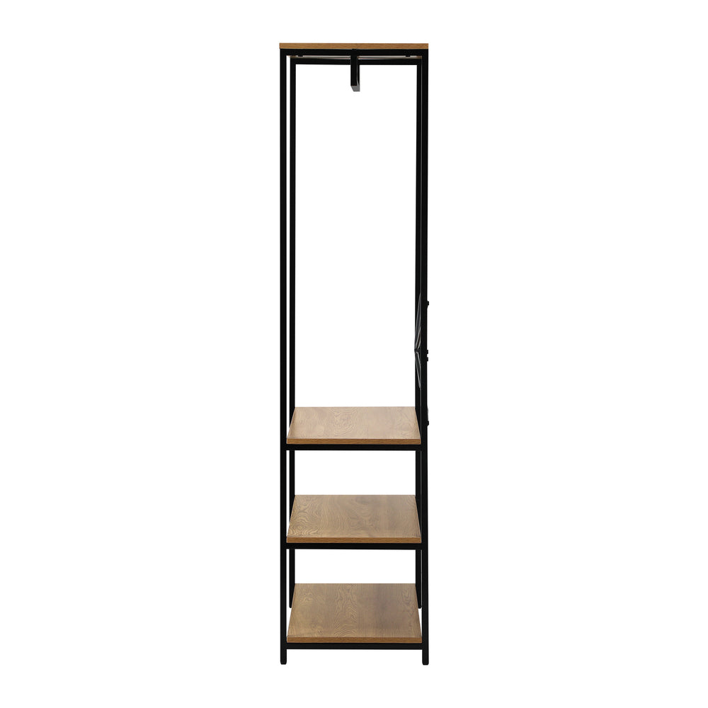 Oikiture Open Wardrobe with Hanging Rail Metal 4 shelves-Wardrobe-PEROZ Accessories