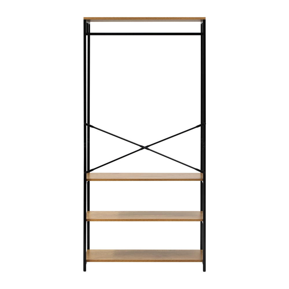 Oikiture Open Wardrobe with Hanging Rail Metal 4 shelves-Wardrobe-PEROZ Accessories