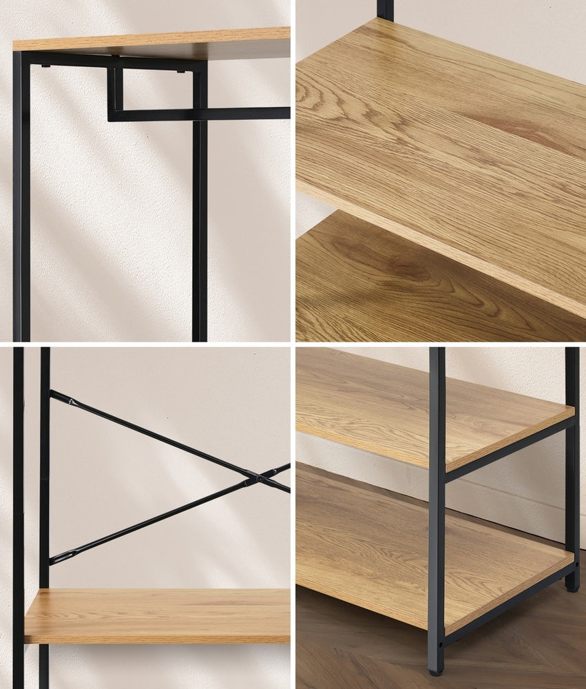 Oikiture Open Wardrobe with Hanging Rail Metal 4 shelves-Wardrobe-PEROZ Accessories