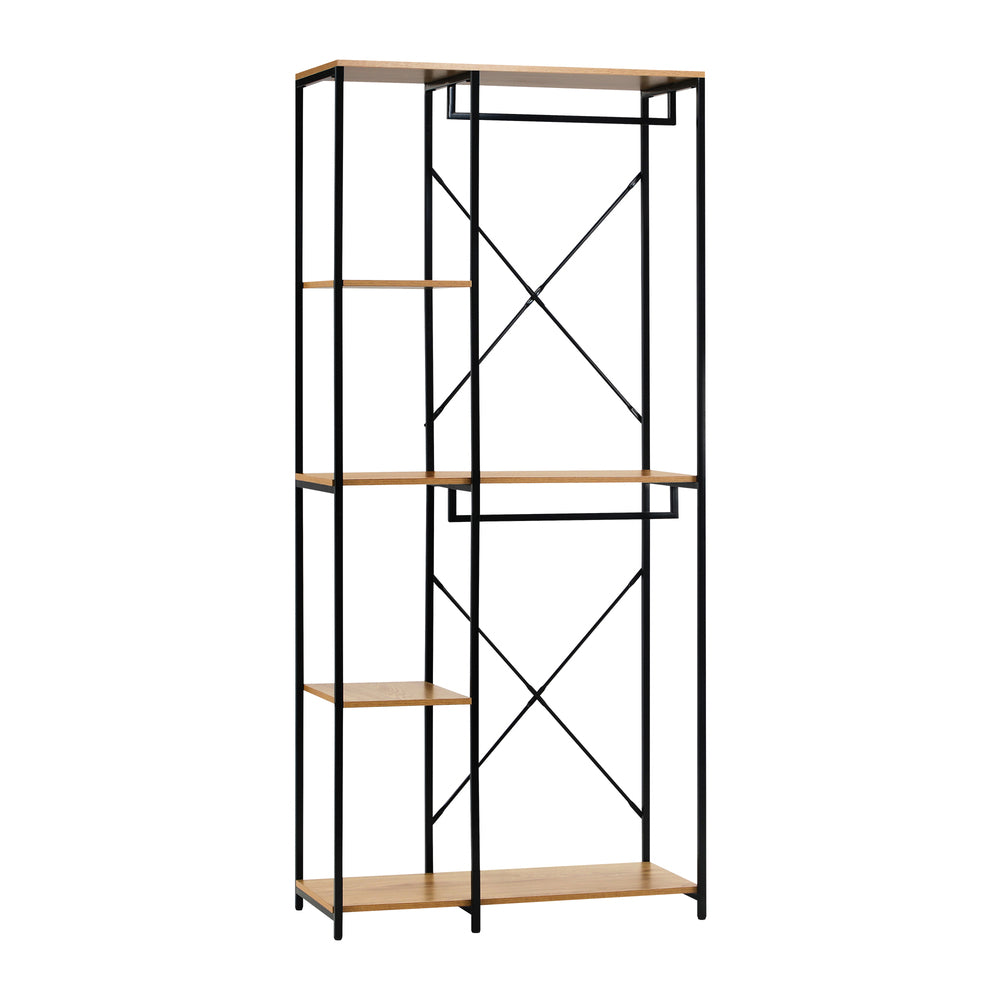 Oikiture Large Open Wardrobe Hanging Rail 5 shelves-Wardrobe-PEROZ Accessories