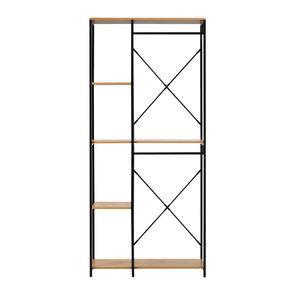 Oikiture Large Open Wardrobe Hanging Rail 5 shelves-Wardrobe-PEROZ Accessories