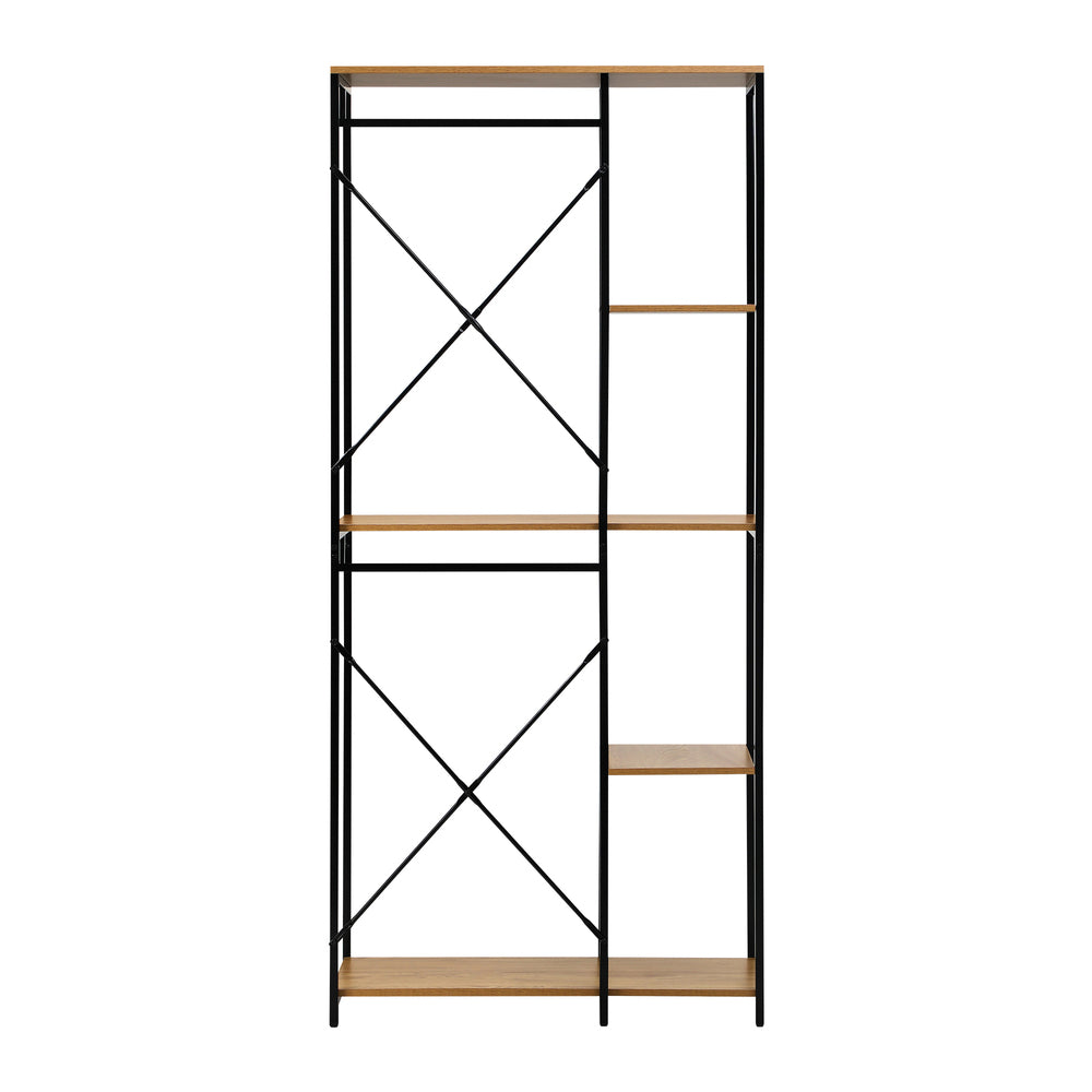 Oikiture Large Open Wardrobe Hanging Rail 5 shelves-Wardrobe-PEROZ Accessories