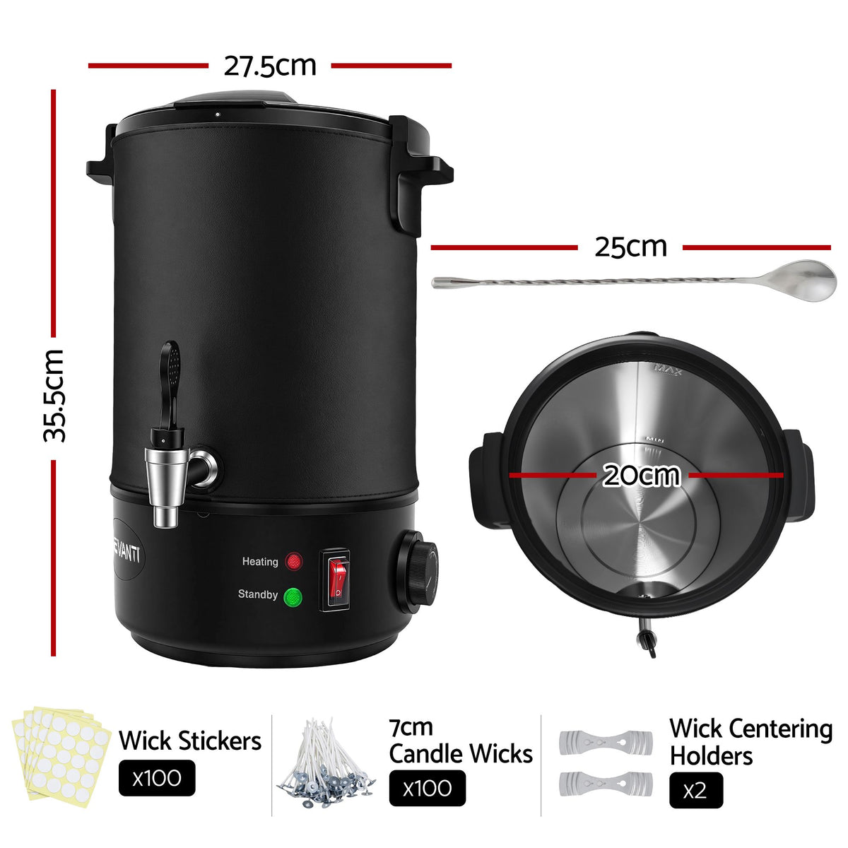 Devanti 6L Wax Melter Candle Making 1520W Melting Pot Furnace Quick Pour Spout Soy Soap-Home & Garden > Decor > Candle Accessories-PEROZ Accessories