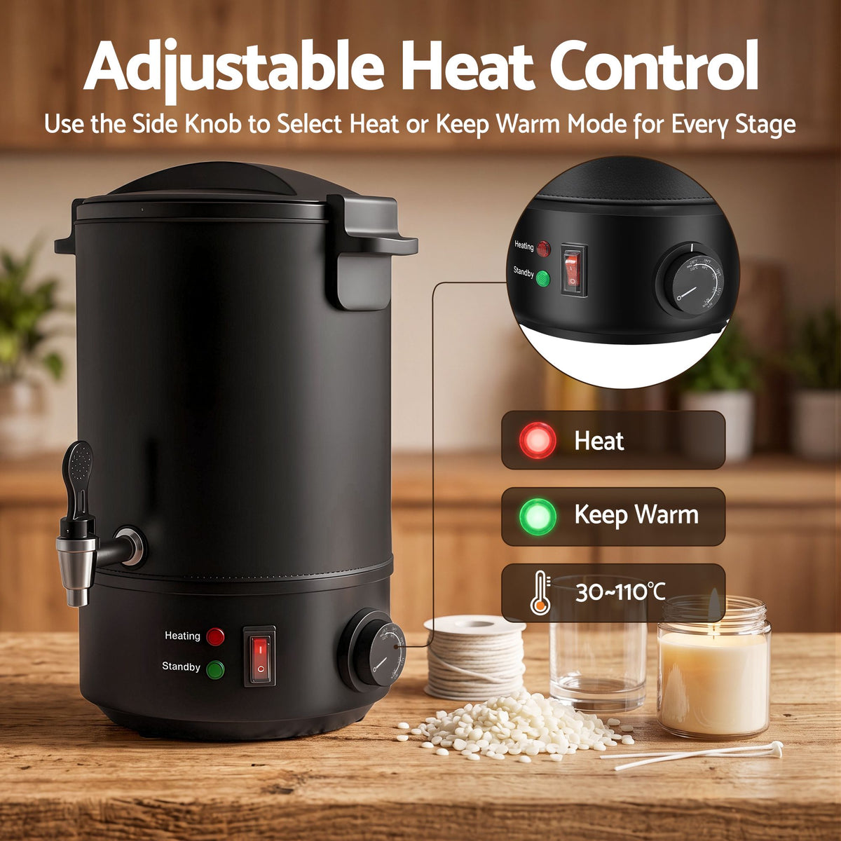 Devanti 6L Wax Melter Candle Making 1520W Melting Pot Furnace Quick Pour Spout Soy Soap-Home & Garden > Decor > Candle Accessories-PEROZ Accessories