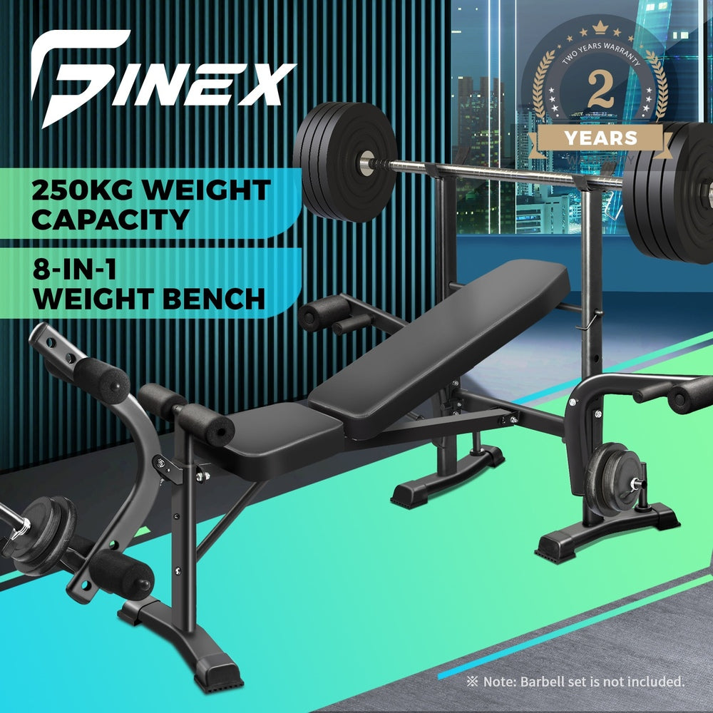 Finex Bench Press Weight Bench 8in1 Multi-Station Fitness Home Gym Equipment-Weight Bench-PEROZ Accessories