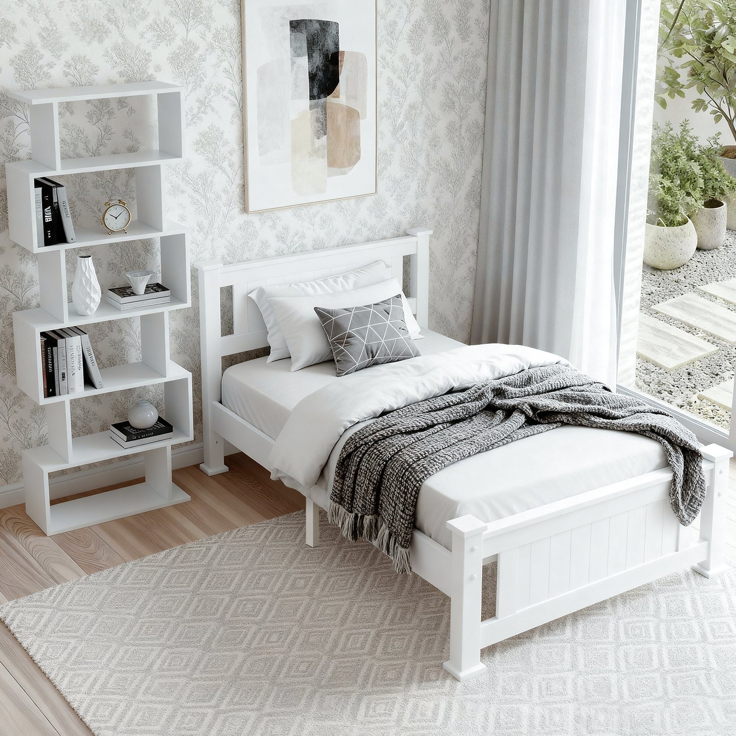 Artiss King Single Bed Frame and Bookshelf-Furniture > Bedroom > Beds & Bed Frames-PEROZ Accessories