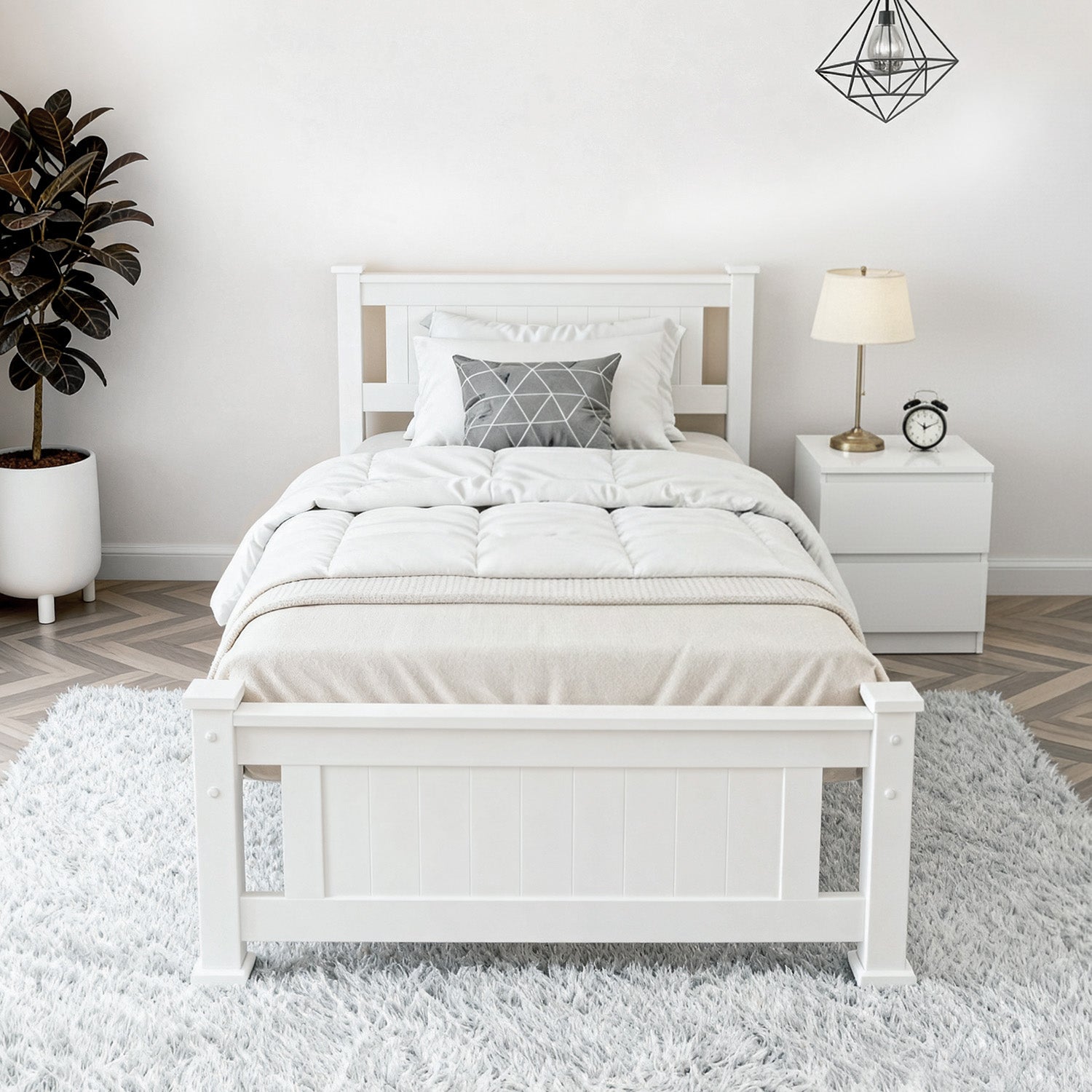 Artiss King Single Bed Frame and Bedside Table-Furniture > Bedroom > Beds & Bed Frames-PEROZ Accessories