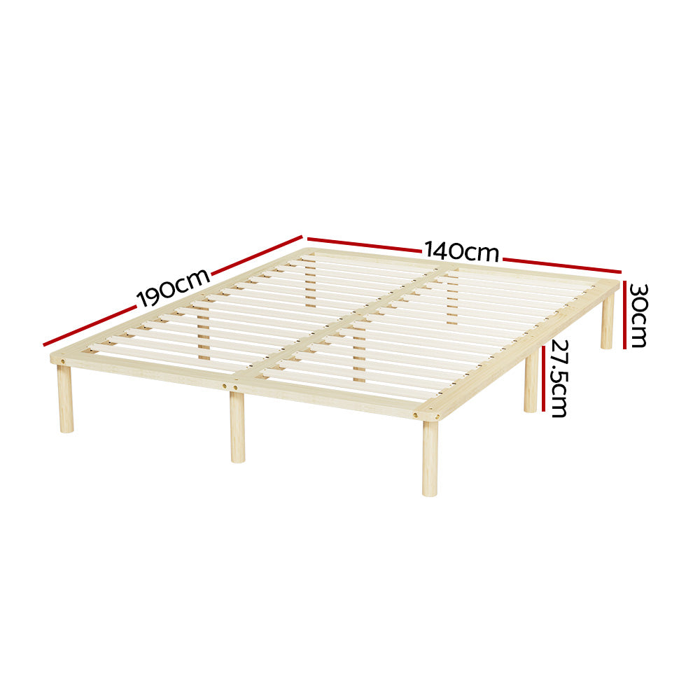 Artiss Bed Frame Double Size Wooden Base Mattress Platform Timber Pine AMBA-Furniture > Bedroom-PEROZ Accessories