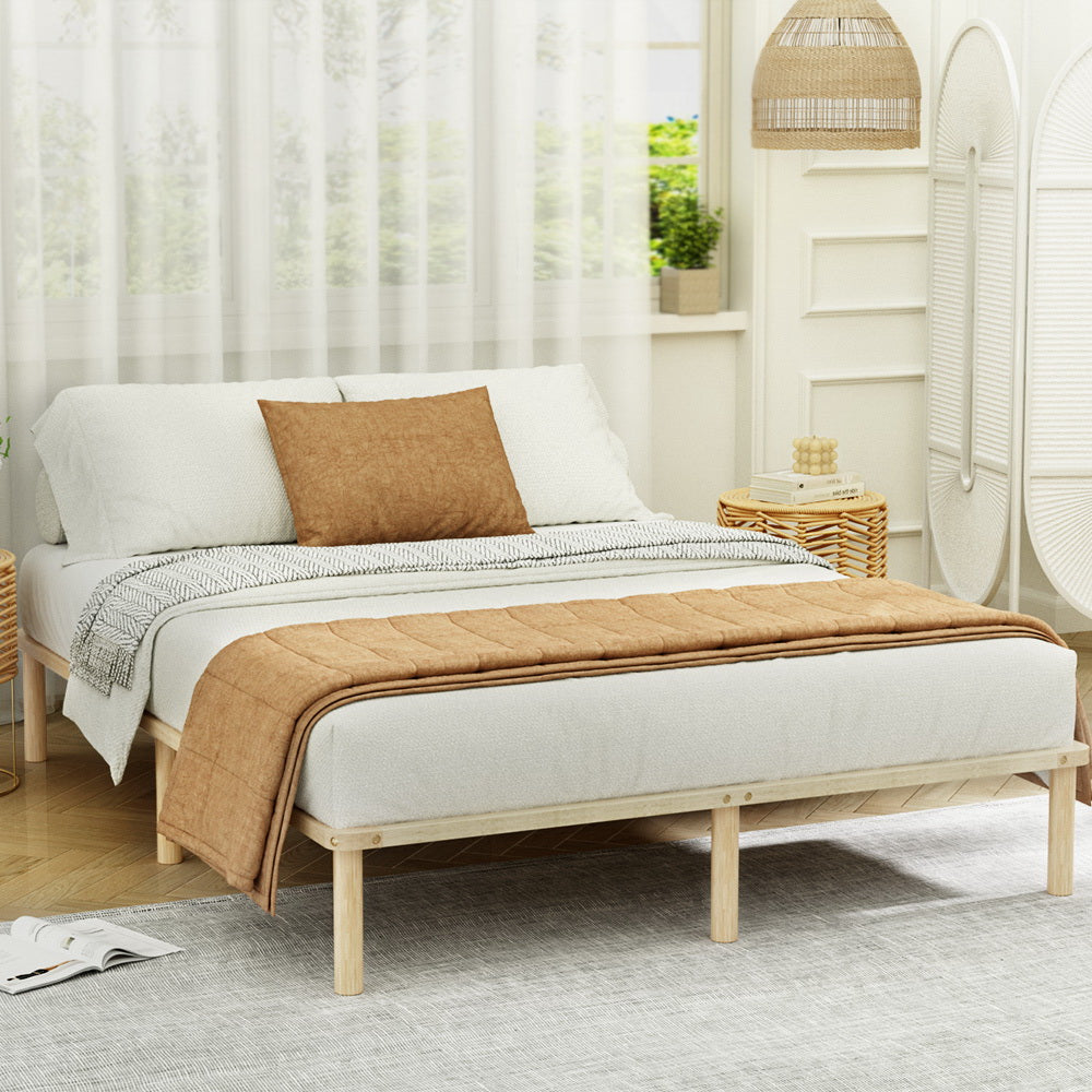 Artiss Bed Frame Double Size Wooden Base Mattress Platform Timber Pine AMBA-Furniture > Bedroom-PEROZ Accessories