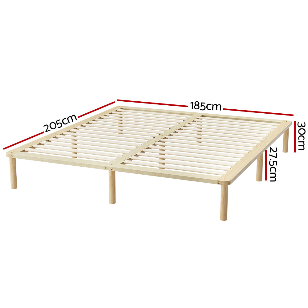 Artiss Bed Frame King Size Wooden Base Mattress Platform Timber Pine AMBA-Furniture > Bedroom-PEROZ Accessories