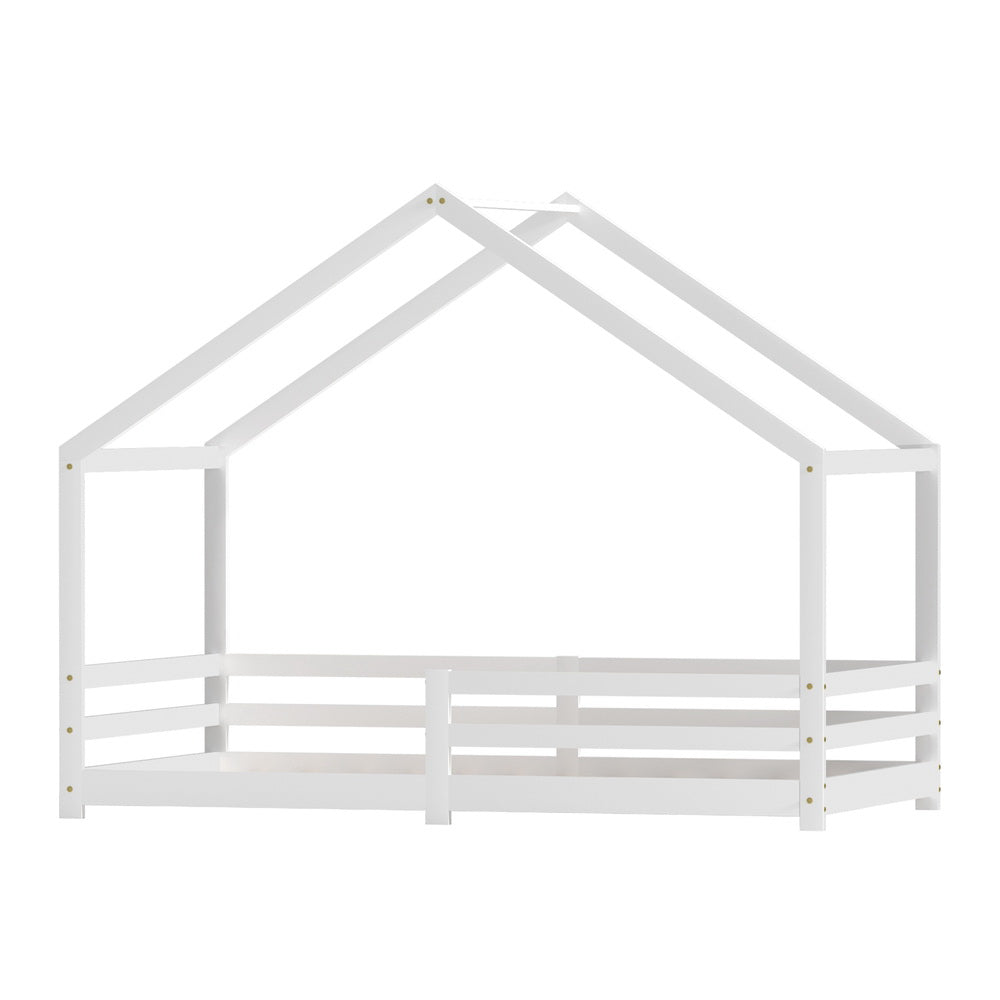 Artiss Bed Frame Wooden Kids Single House Frame White AMOS-Furniture > Bedroom-PEROZ Accessories