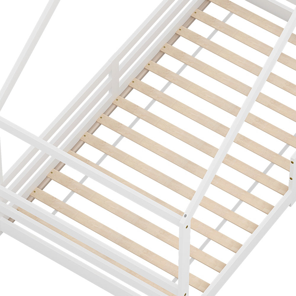 Artiss Bed Frame Wooden Kids Single House Frame White AMOS-Furniture > Bedroom-PEROZ Accessories