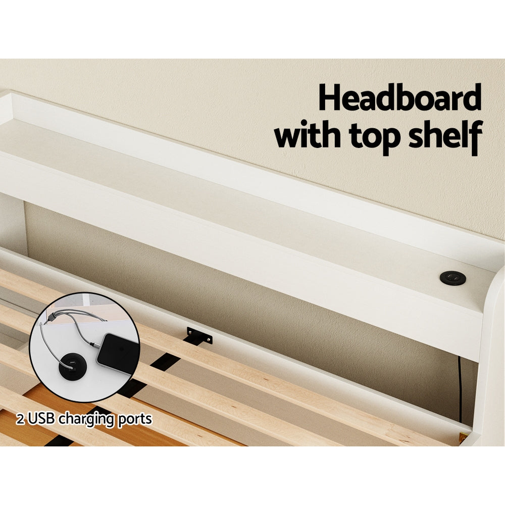 Artiss Bed Frame Queen Size Mattress Base wtih Charging Ports 2 Storage Drawers-Furniture > Living Room-PEROZ Accessories