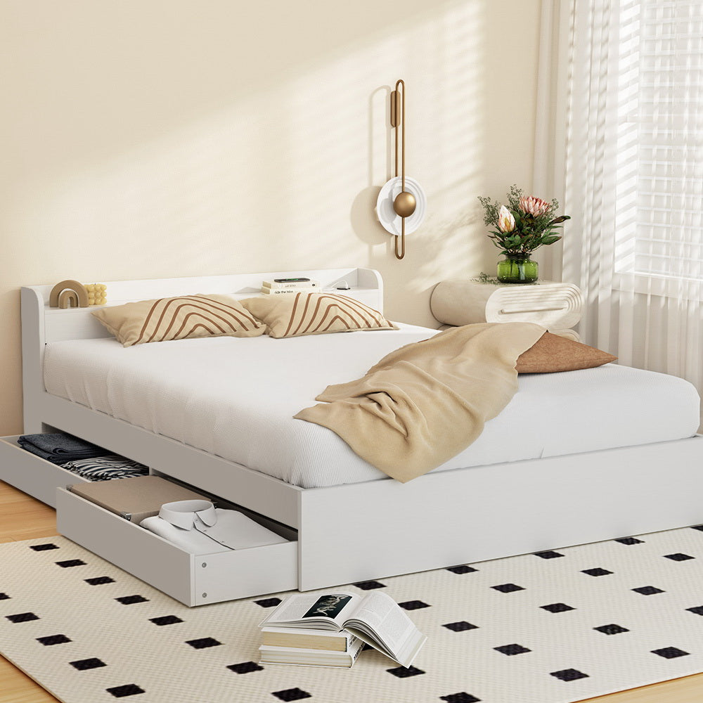Artiss Bed Frame Queen Size Mattress Base wtih Charging Ports 2 Storage Drawers-Furniture > Living Room-PEROZ Accessories