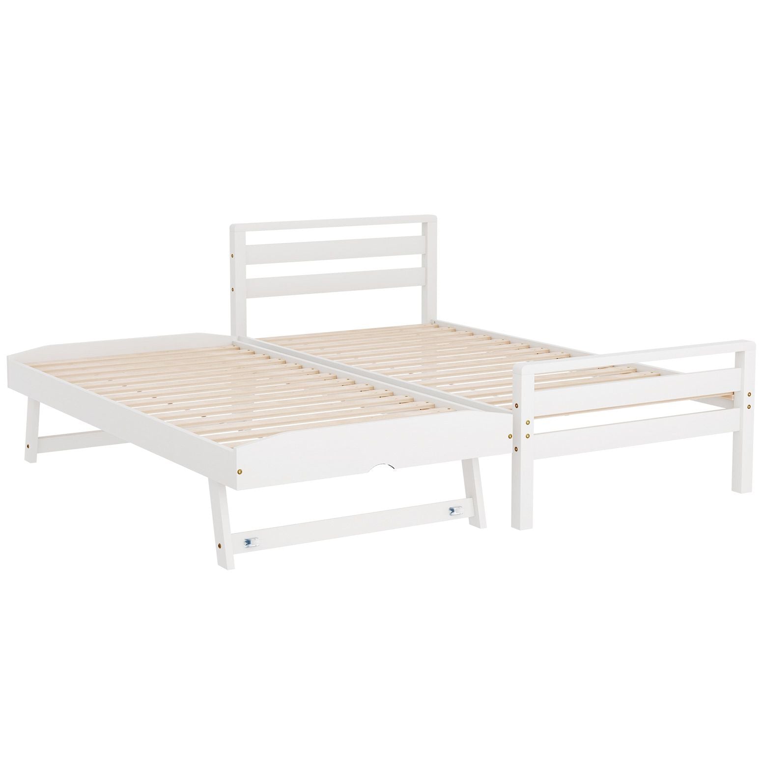 Artiss Bed Frame Single Size 2-in-1 Trundle Wooden White AVIS-Furniture > Bedroom-PEROZ Accessories