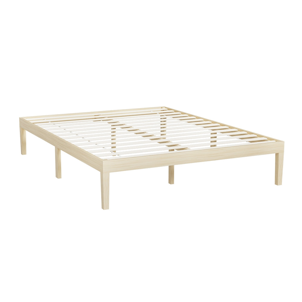 Artiss Bed Frame Queen Size Wooden Base Mattress Platform Timber Pine BRUNO-Furniture > Bedroom-PEROZ Accessories