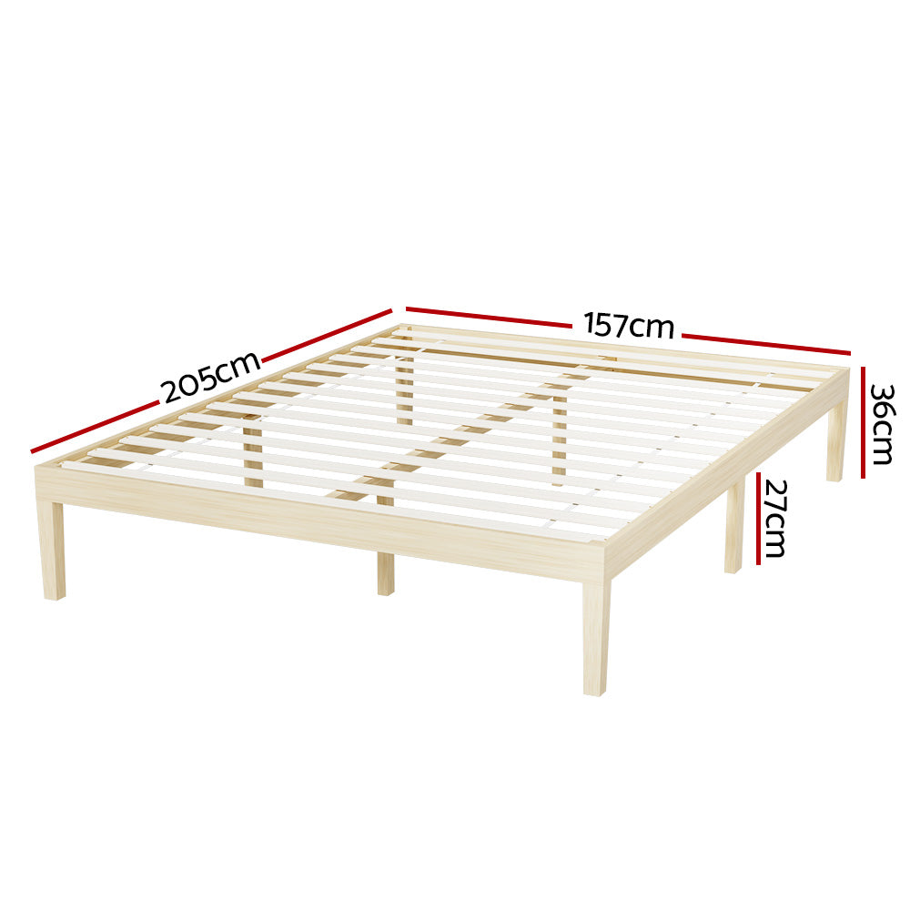 Artiss Bed Frame Queen Size Wooden Base Mattress Platform Timber Pine BRUNO-Furniture > Bedroom-PEROZ Accessories