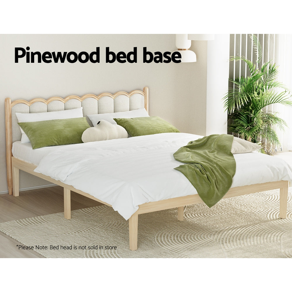 Artiss Bed Frame Queen Size Wooden Base Mattress Platform Timber Pine BRUNO-Furniture > Bedroom-PEROZ Accessories