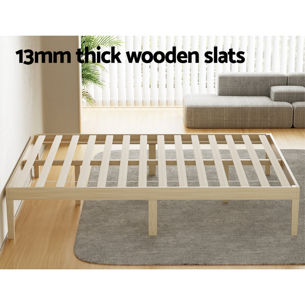 Artiss Bed Frame Queen Size Wooden Base Mattress Platform Timber Pine BRUNO-Furniture > Bedroom-PEROZ Accessories