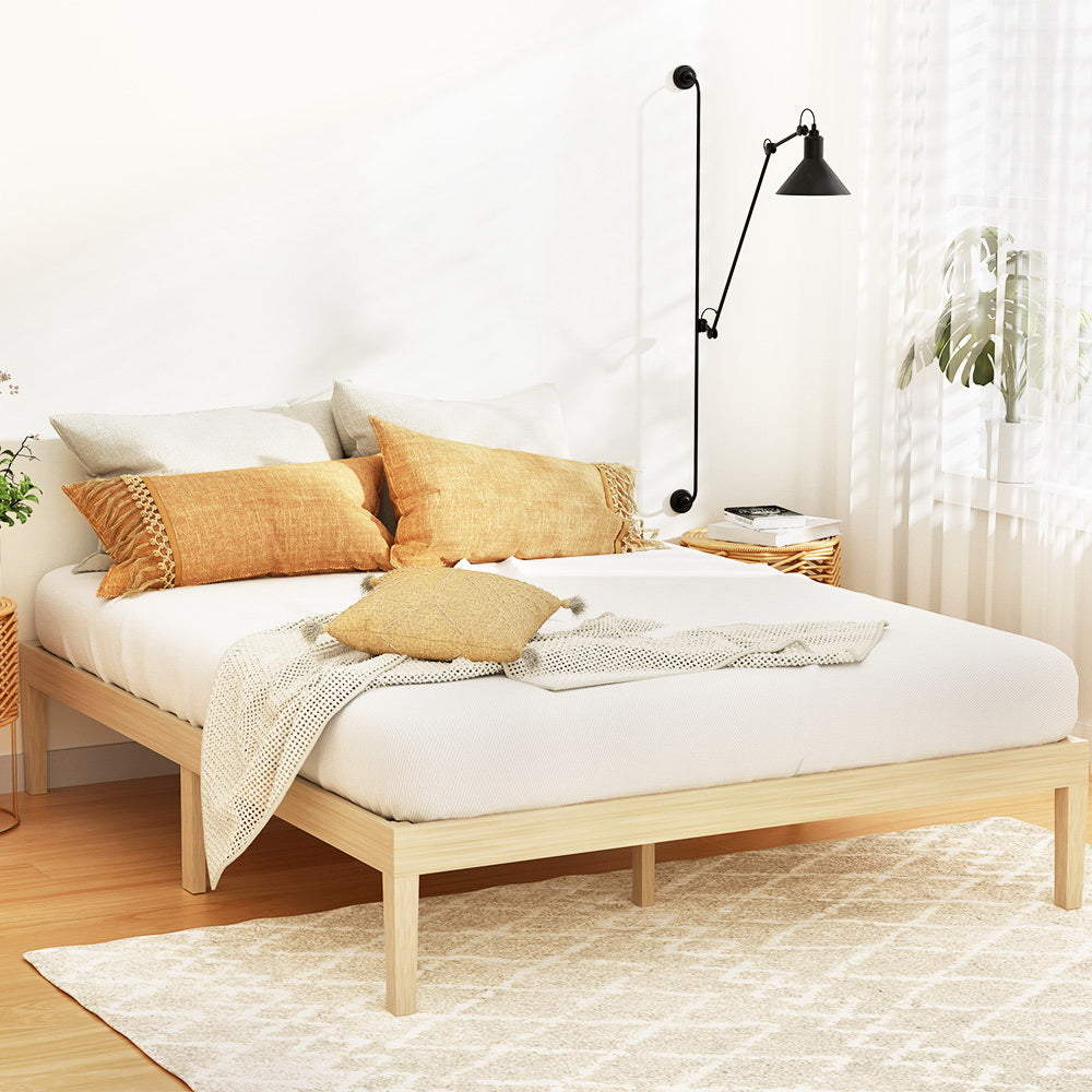 Artiss Bed Frame Queen Size Wooden Base Mattress Platform Timber Pine BRUNO-Furniture > Bedroom-PEROZ Accessories