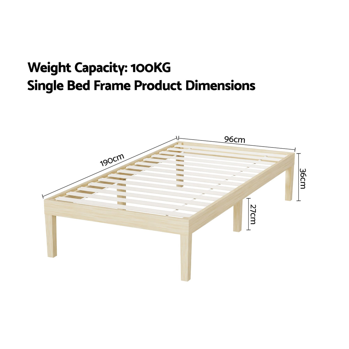 Artiss Bed Frame Single Size Wooden Base Mattress Platform Timber Pine BRUNO-Furniture > Bedroom-PEROZ Accessories