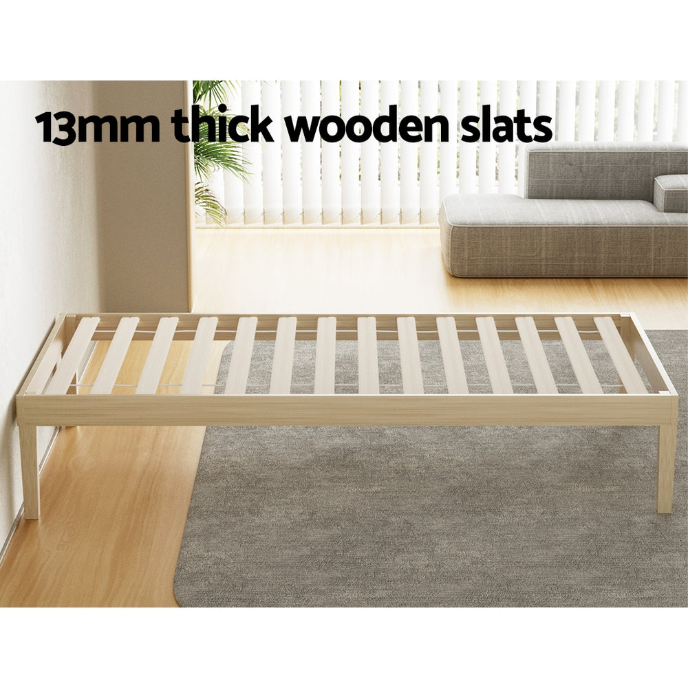Artiss Bed Frame Single Size Wooden Base Mattress Platform Timber Pine BRUNO-Furniture > Bedroom-PEROZ Accessories