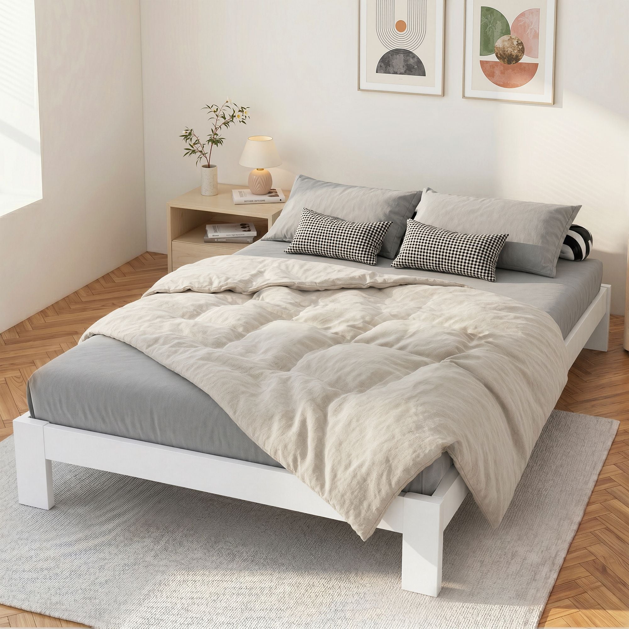 Artiss Bed Frame Queen Wooden Bed Base Frame Size Timber Mattress Platform-Bed Frames-PEROZ Accessories