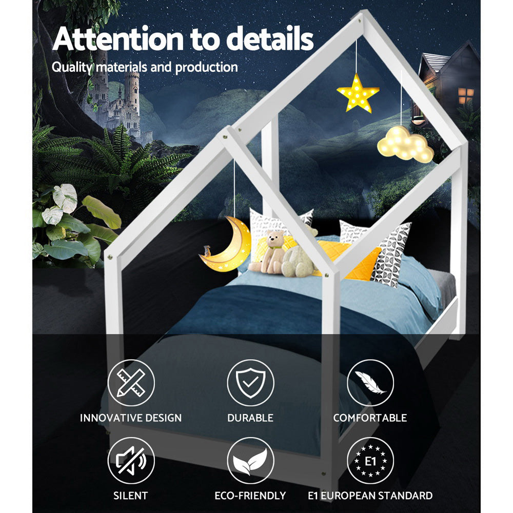 Artiss Wooden Bed Frame Single Size Mattress Base Pine Timber Platform White-Bed Frames-PEROZ Accessories