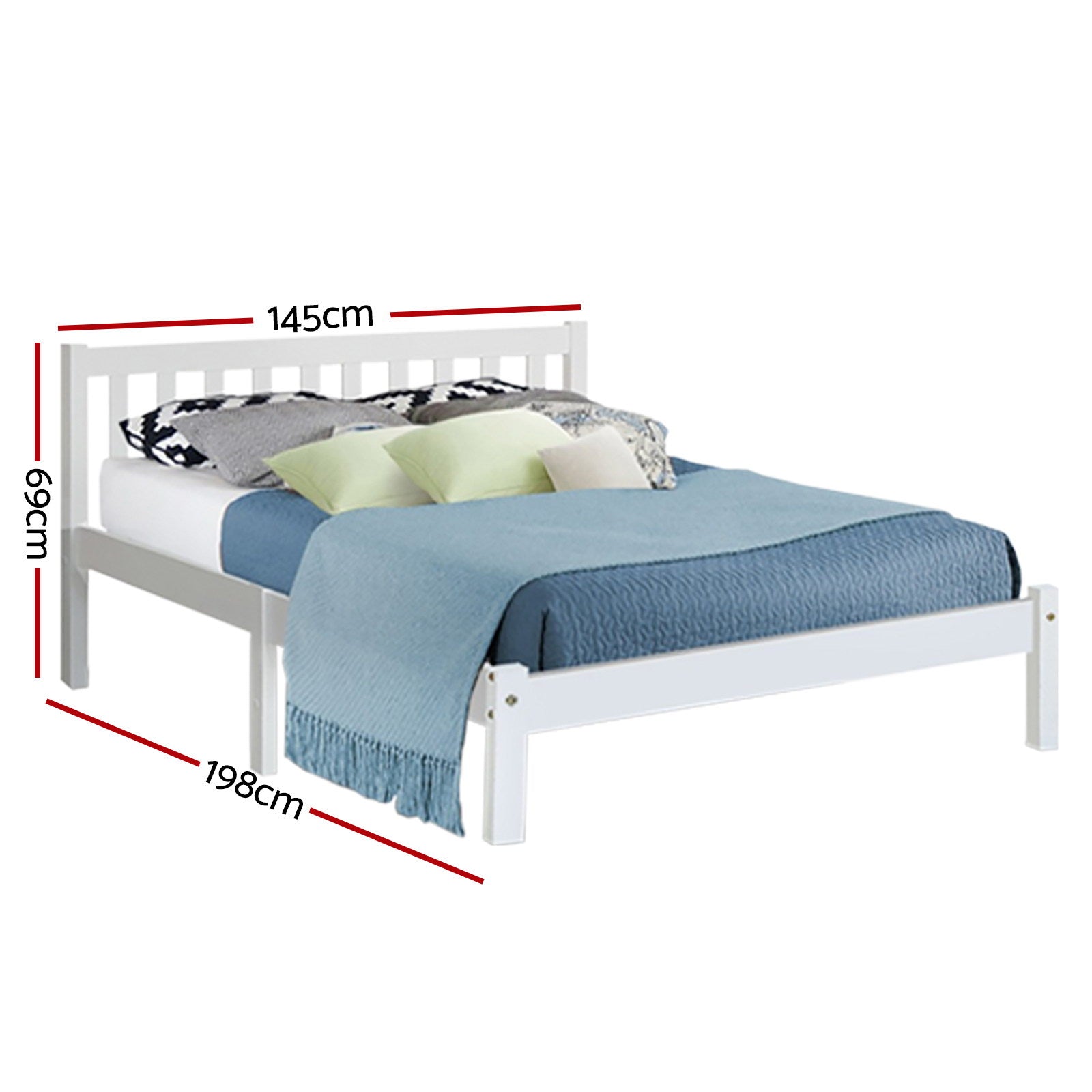 Artiss Double Full Size Wooden Bed Frame SOFIE Pine Timber Mattress Base Bedroom-Furniture > Bedroom-PEROZ Accessories
