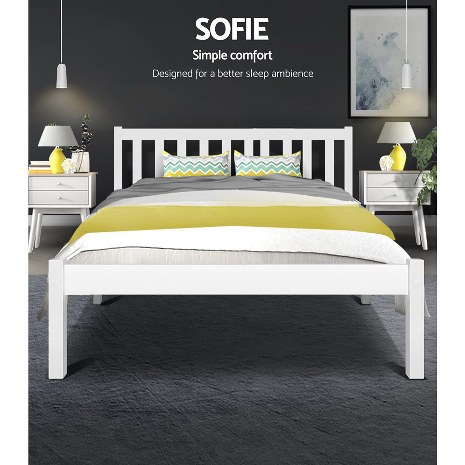 Artiss Double Full Size Wooden Bed Frame SOFIE Pine Timber Mattress Base Bedroom-Furniture > Bedroom-PEROZ Accessories