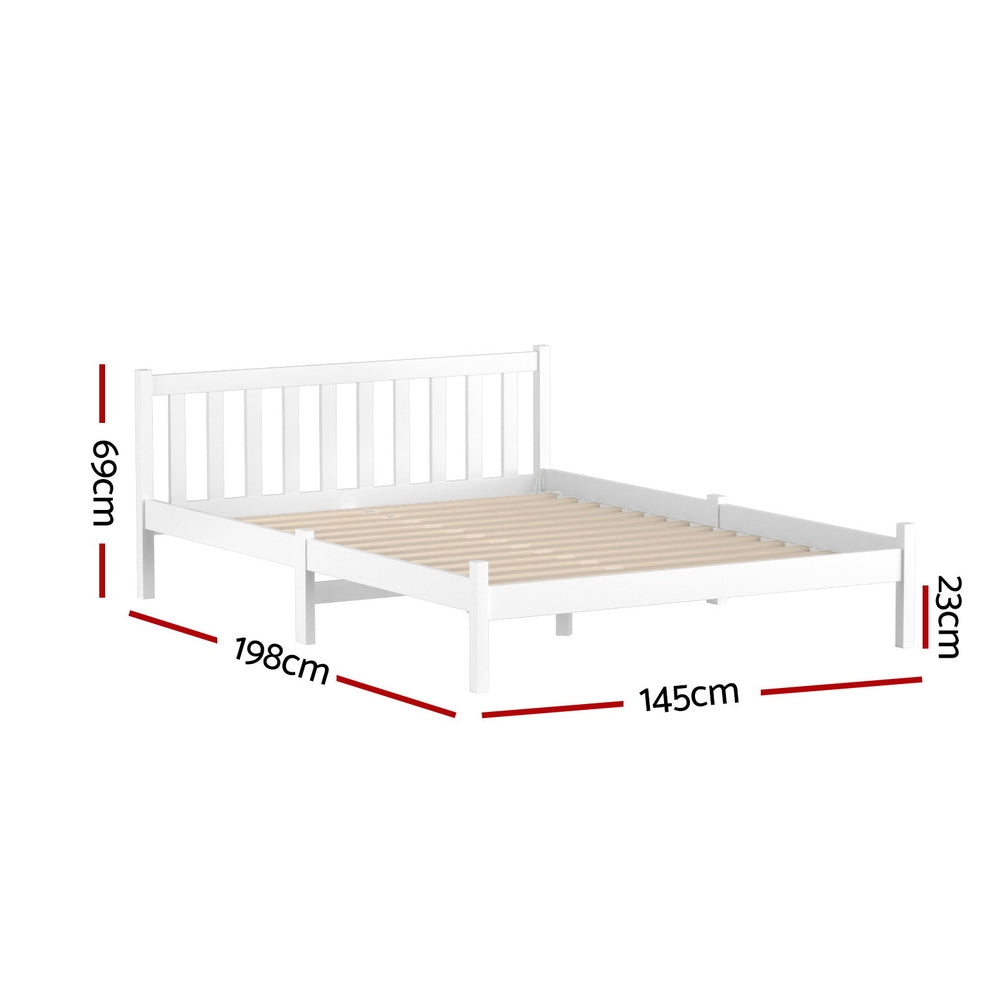 Artiss Double Full Size Wooden Bed Frame SOFIE Pine Timber Mattress Base Bedroom-Furniture > Bedroom-PEROZ Accessories