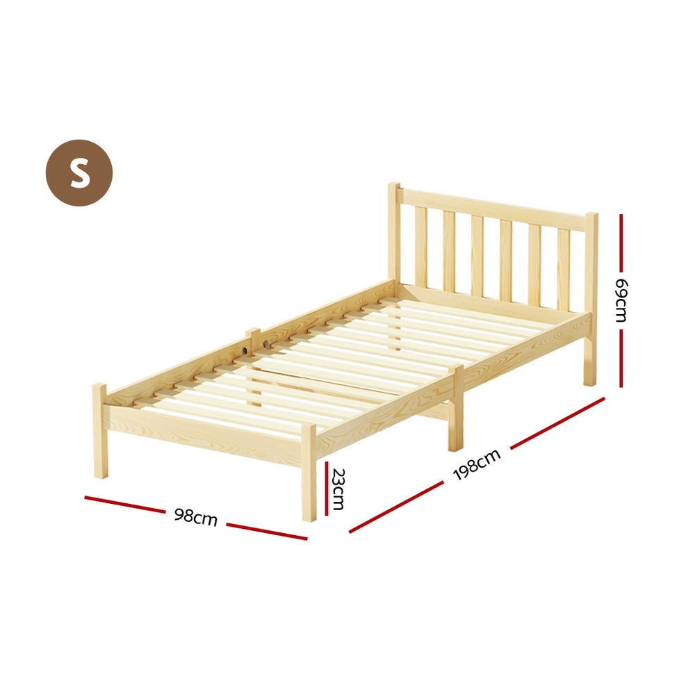 Artiss Bed Frame Wooden Single Size SOFIE Pine Timber Mattress Base OAK-Furniture > Bedroom-PEROZ Accessories