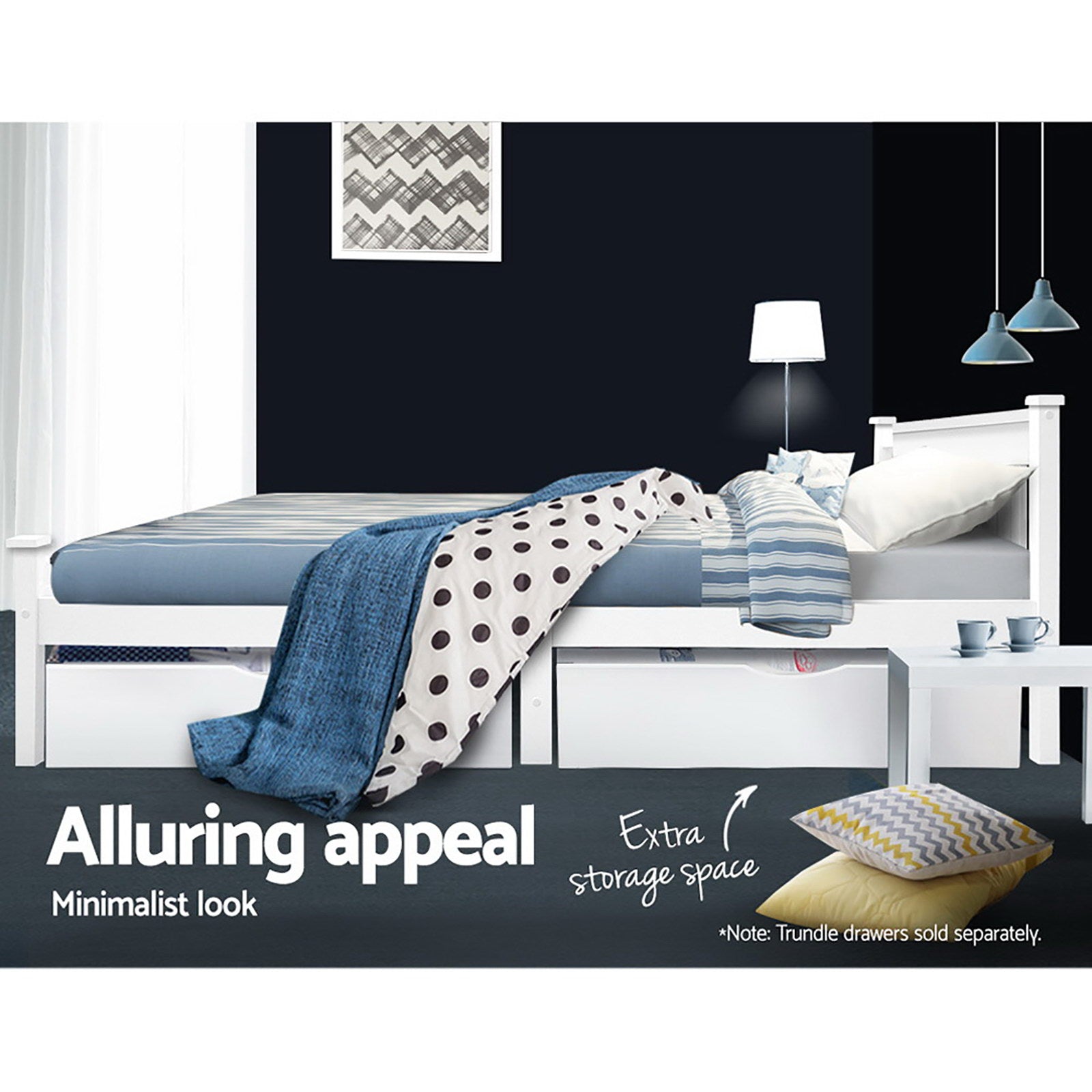 King Single Wooden Bed Frame - White-Bed Frames-PEROZ Accessories